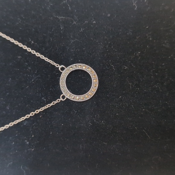 Sterling Silver Circle Sparkle Necklace - Picture 2 of 4